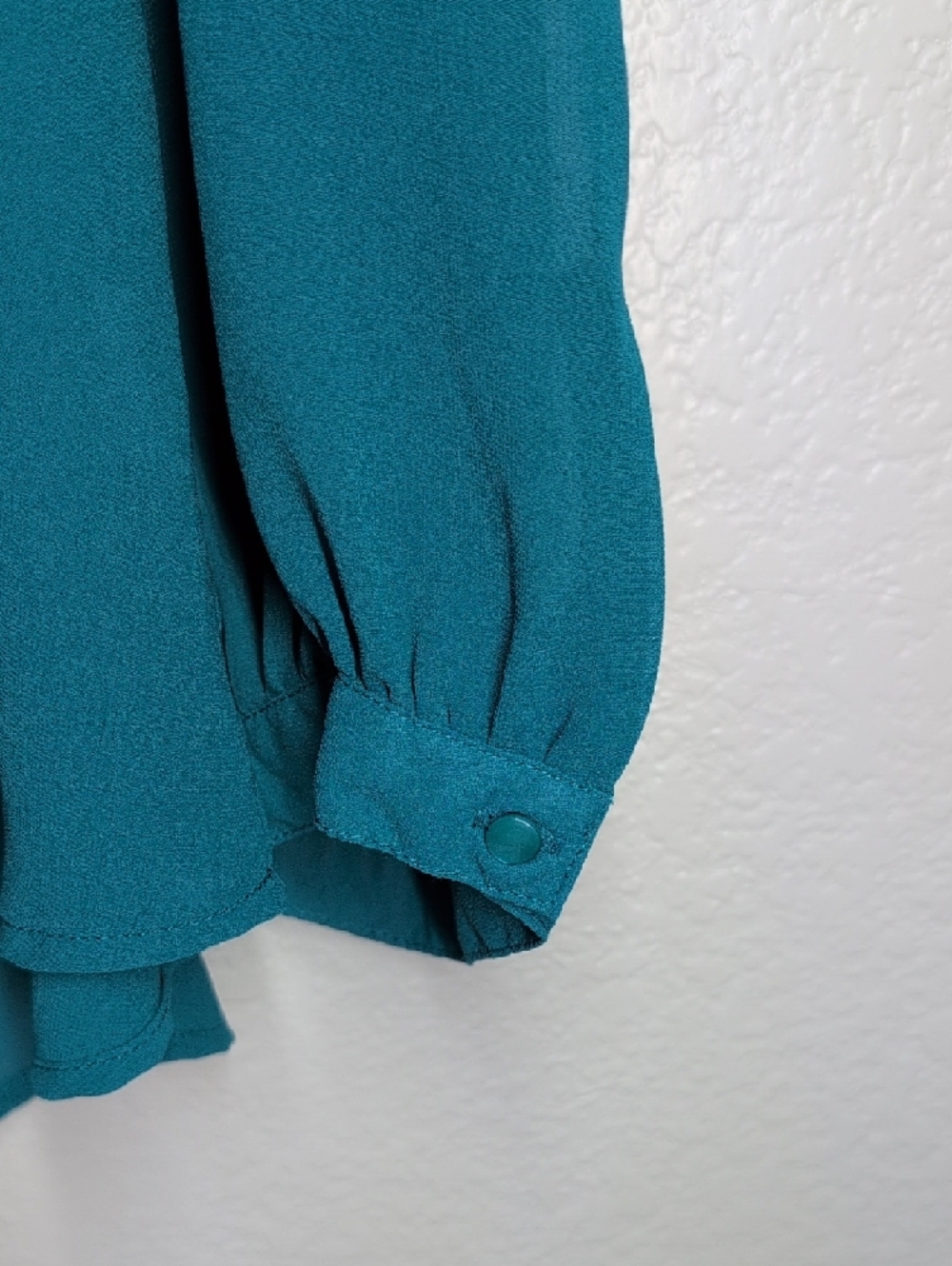 Eyeshadow Teal Bow-Front Long Sleeve Blouse - Picture 7 of 9